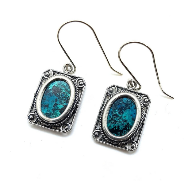 Eilat Stone Earrings, 925 sterling outlets silver with Eilat Stone