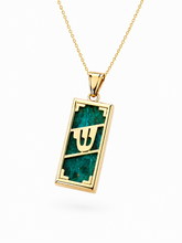 Gold Eilat stone mezuzah pendant