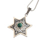 925 Silver Star of David Pendant Filigree Work With Eilat stone