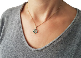 14k Gold Eilat Stone Star of David Pendant