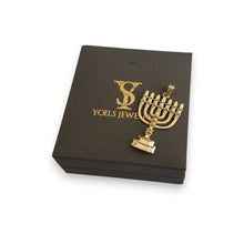 14K  gold menorah pendant 