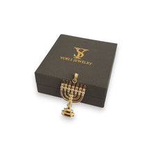 14K  gold menorah pendant 