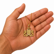 14K Gold Jewish Pendant Lion of Judah Necklace with Ten Commandments Crown of David – Handmade Judaica Jewelry Israel