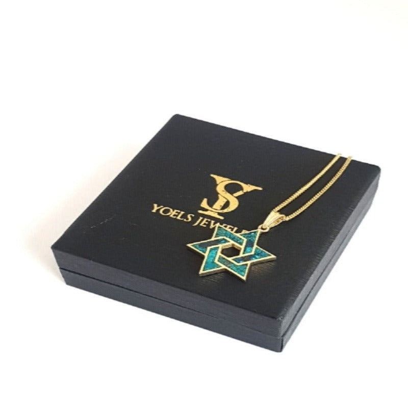 14k gold Eilat stone Star of David pendant