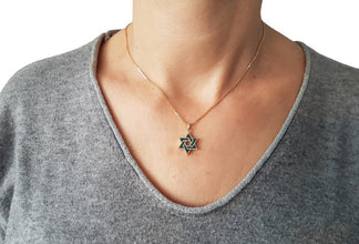 14k Gold Eilat Stone Star of David Pendant