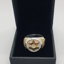 14K Gold Menorah Star of David Men Ring in box