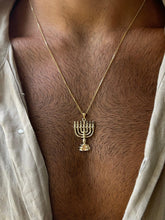 14K Gold Jewish Pendant,Gold Menorah Pendant
