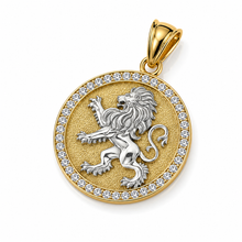 Two tone gold and silver Lion of Judah pendant Jewish heritage jewelry