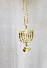 14K  gold menorah pendant 