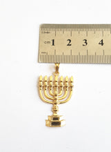 14K Gold Jewish Pendant,Gold Menorah Pendant