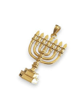 14K Gold Jewish Pendant,Gold Menorah Pendant