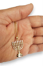 14K  gold menorah pendant  