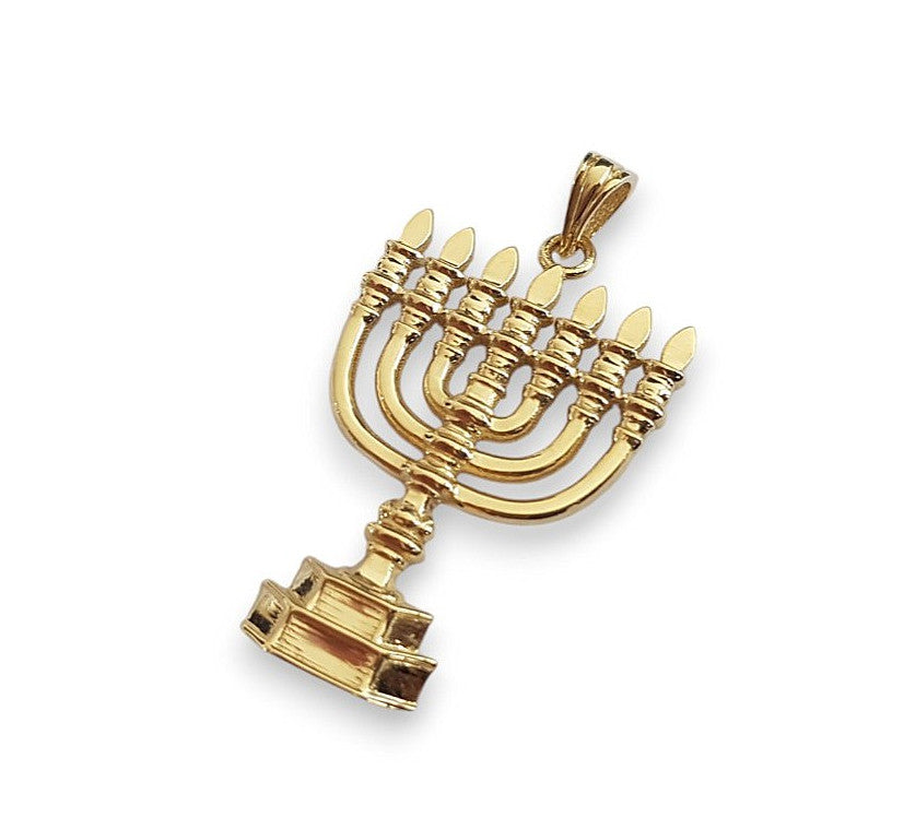 14K  gold menorah pendant 