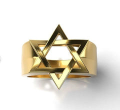 14k Gold Star of David Unisex Ring