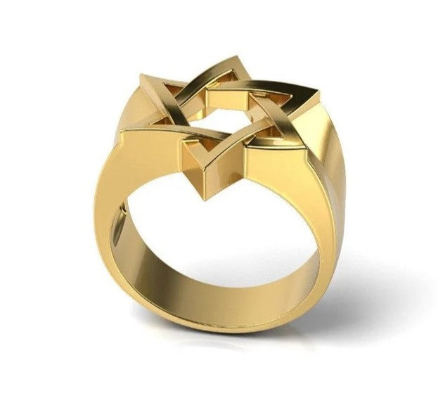 14k Gold Star of David Unisex Ring