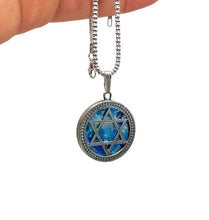 Vintage Roman Glass and Sterling Silver Magen David with Filagree on sale