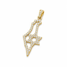 14k gold israel map star of david pendant diamond