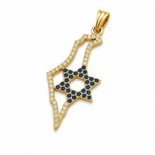 14k gold israel map star of david pendant diamond