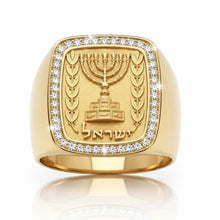 Diamond Menorah Ring in 14k Gold Jewish Jewelry from Israel