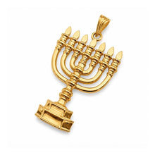 14K Gold Menorah Pendant Handmade In Israel