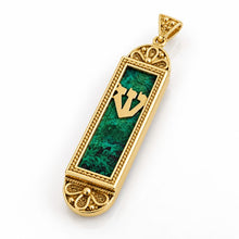 Gold pendant with eilat stone mezuzah pendant