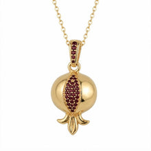 Garnets Pomegranate Pendant 14k Gold 