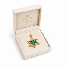 gold Star of David Pendant with Eilat Stone in Luxury Jewelry Gift Box