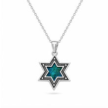 925 Sterling Silver Star of David Pendant with Genuine Eilat Stone – Handmade in Israel