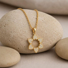 14K Gold Star of David Necklace with Diamonds, Handmade Judaica Jewelry from Israel