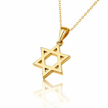 14k Gold Star of David Pendant Necklace on White Background – Handmade Jewish Jewelry from Israel
