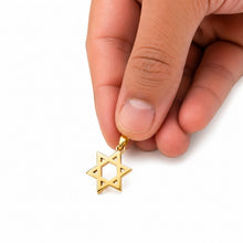 Small 14k Gold Star of David Pendant Held in Hand – Dainty Magen David Charm
