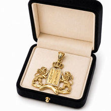 14K Gold Jewish Pendant Lion of Judah Necklace with Ten Commandments Crown of David – Handmade Judaica Jewelry Israel