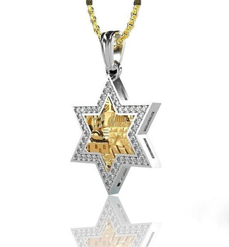 14k Gold Jerusalem Star of David Pendant