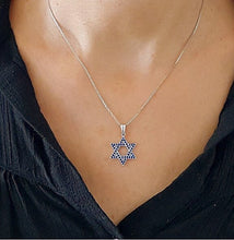 14k Gold Star of David Pendant With Sapphire Stones