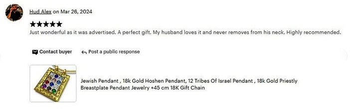 14K Gold Hoshen Pendant