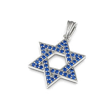 14k Gold Star of David Pendant with Sapphire Stones