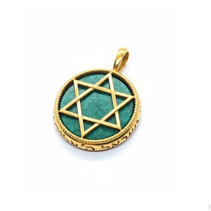 14K Gold eilat stone star of David 