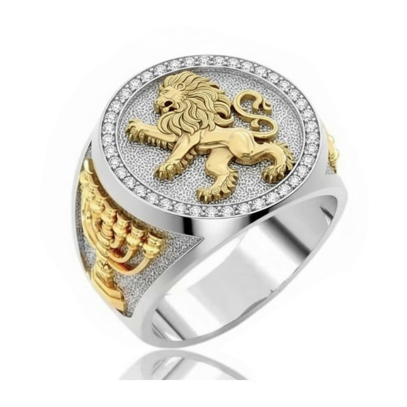 14k Gold Lion of Judah Ring for Men