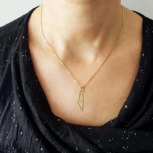 14k Gold Map of Israel Star of David Pendant set with Diamonds,Gold Israel Pendant,Gold Jewish Pendant, Israel Jewelry