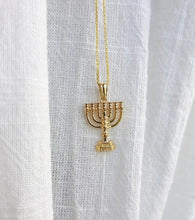 14k Gold Menorah pendant 