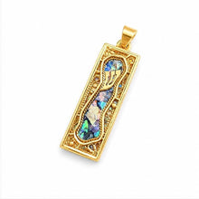 14k gold Roman Glass Silver Mezuzah Pendant
