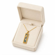 14k gold Roman Glass Silver Mezuzah Pendant in box