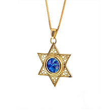 14K Gold Star of David Roman Glass Pendant