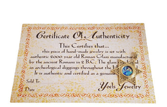 14K Gold Star of David Roman Glass Pendant