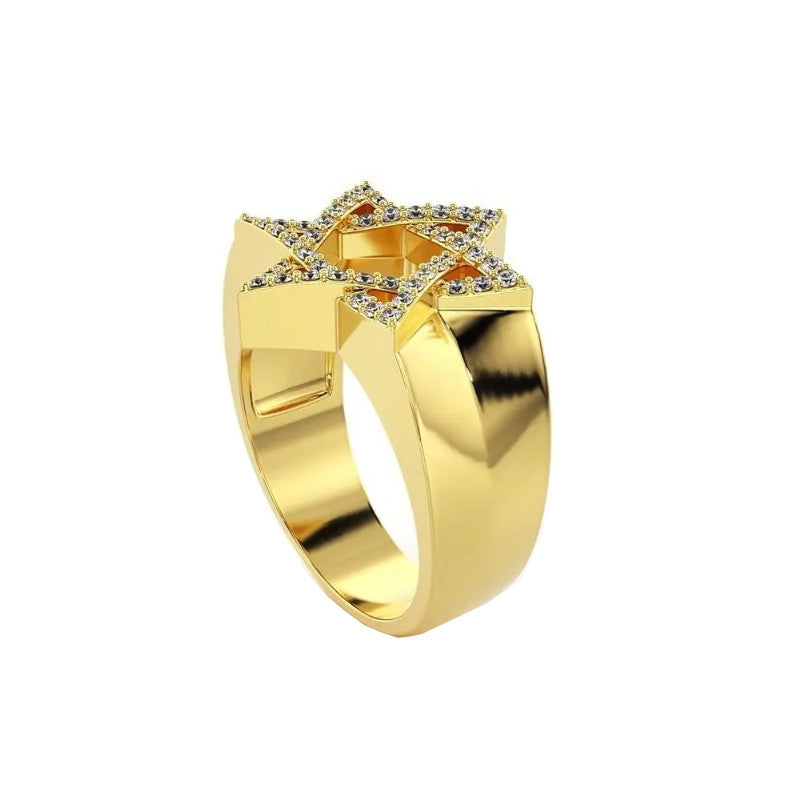 14k gold star of david ring