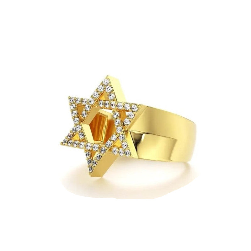 14k gold star of david ring