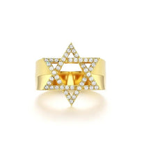 14k gold star of david mens ring