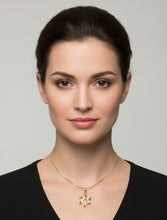 Gold Star of david pendant on a women Yoels Jewelry Judaica Jewelry from Israel