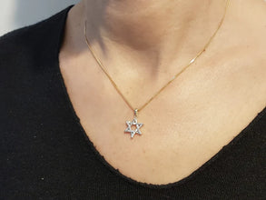 18k Gold Star of David Diamond Pendant