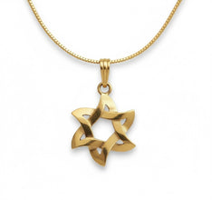14K Solid Gold Curved Star of David Pendant – Handmade in Holy Land